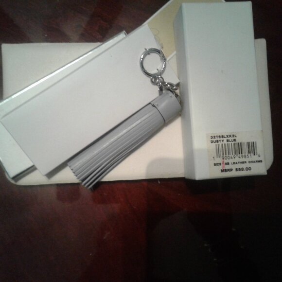 NEW!  Michael Kors Soft Light Blue Leather Fringe Keychain - Picture 8 of 9
